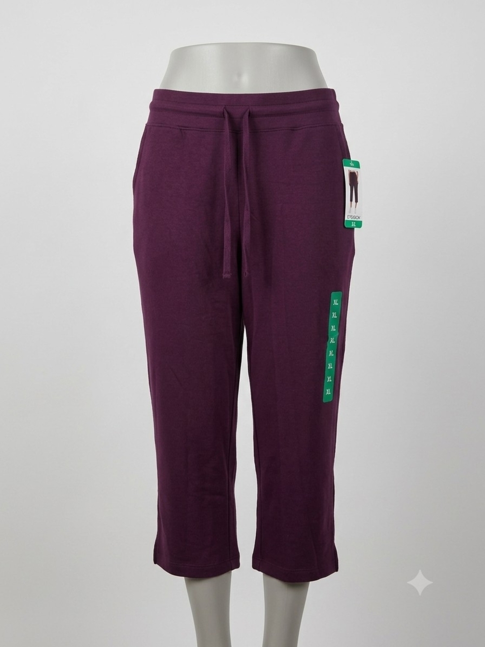 NWT 32 Degrees Cool Women’s Crop Pants XL Purple Drawstring Knit Joggers